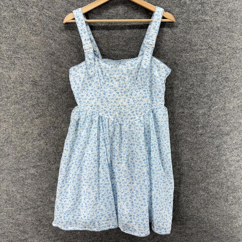 New In Loom Dress Women L Large Blue Floral Sheath Short Sleeveless Lined Casual